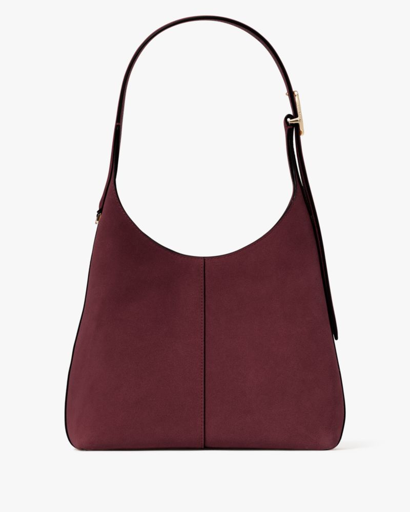 Kate Spade,454 Suede Small Shoulder Bag,Mixed Media,Suede,Shoulder Bag,Mixed Metal,Casual,Maroon