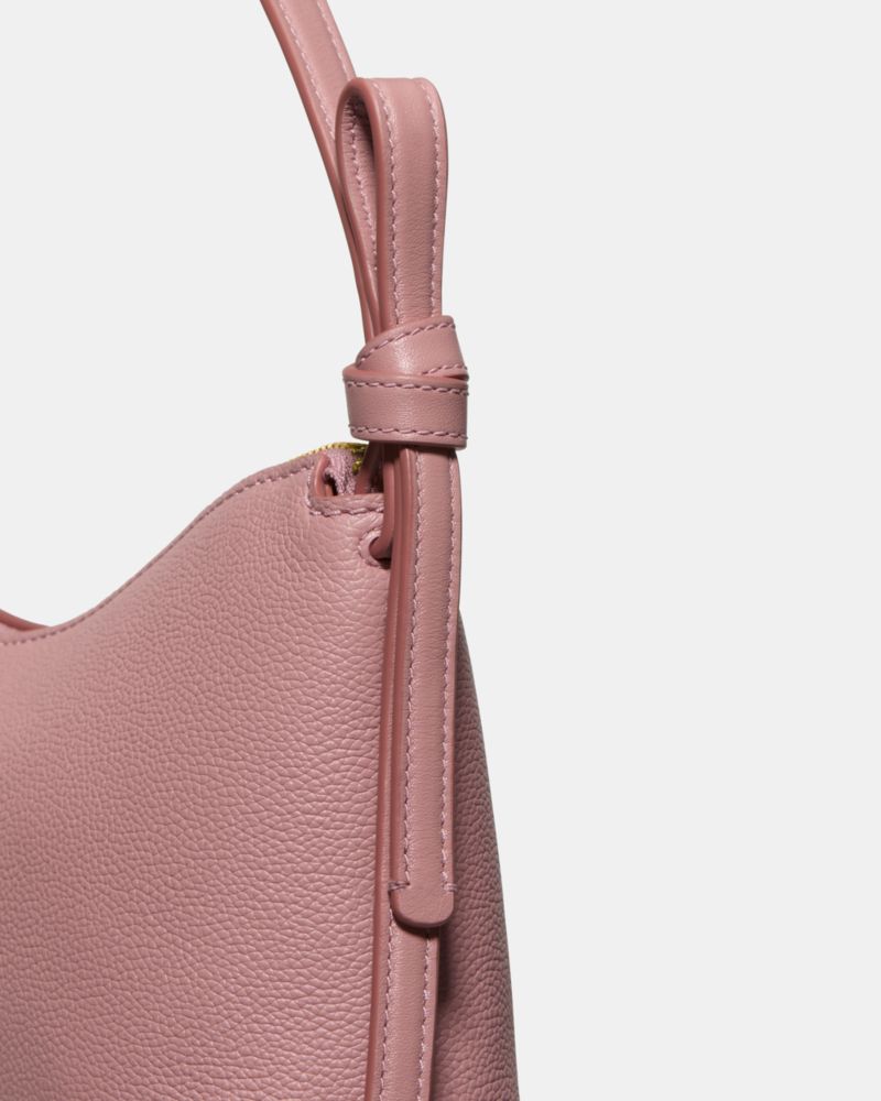 Kate Spade,Loop Shoulder Bag,Calfskin Leather,Hobo,Word Embellishment,Knot,Logo,Casual,Blush