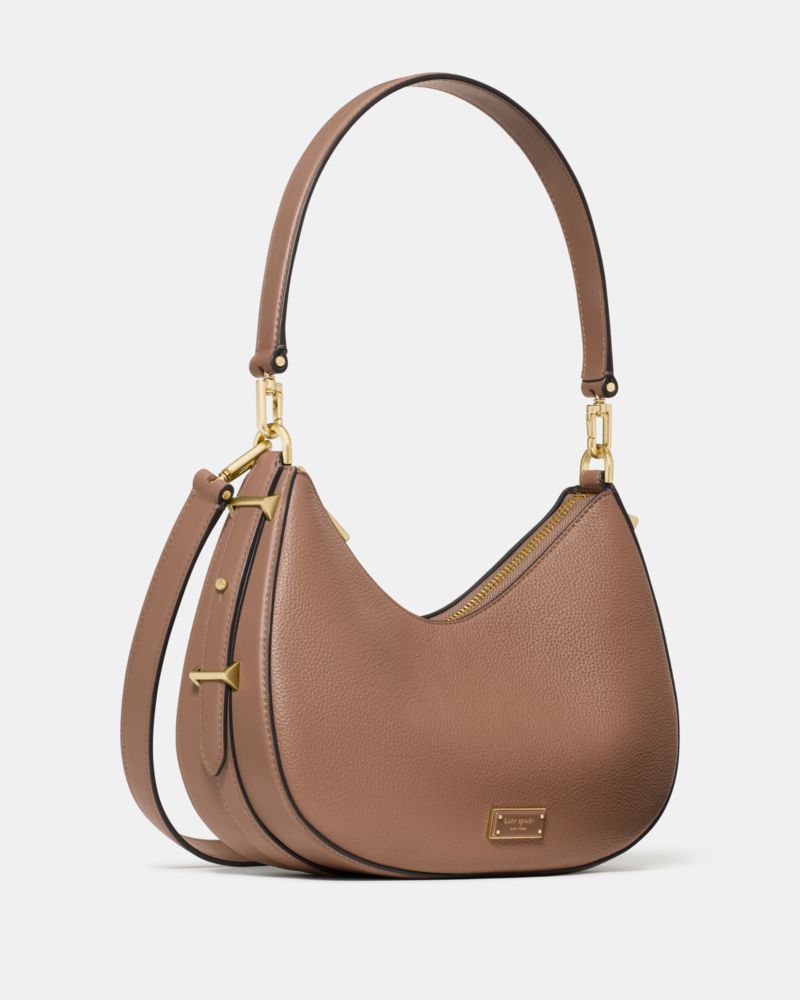 Kate Spade,Liv Convertible Shoulder Bag,Leather,Shoulder Bag,Metal,Logo,Lined,Adjustable,Scratch Resistant,Water Resistant...,Brown