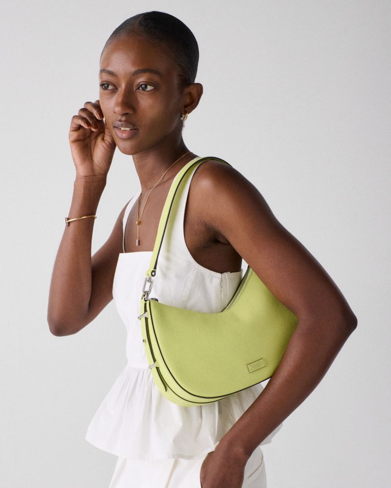 Kate Spade,Liv Convertible Shoulder Bag,Leather,Shoulder Bag,Logo,Metal,Water Resistant,Adjustable,Lined,Scratch Resistant...,Green