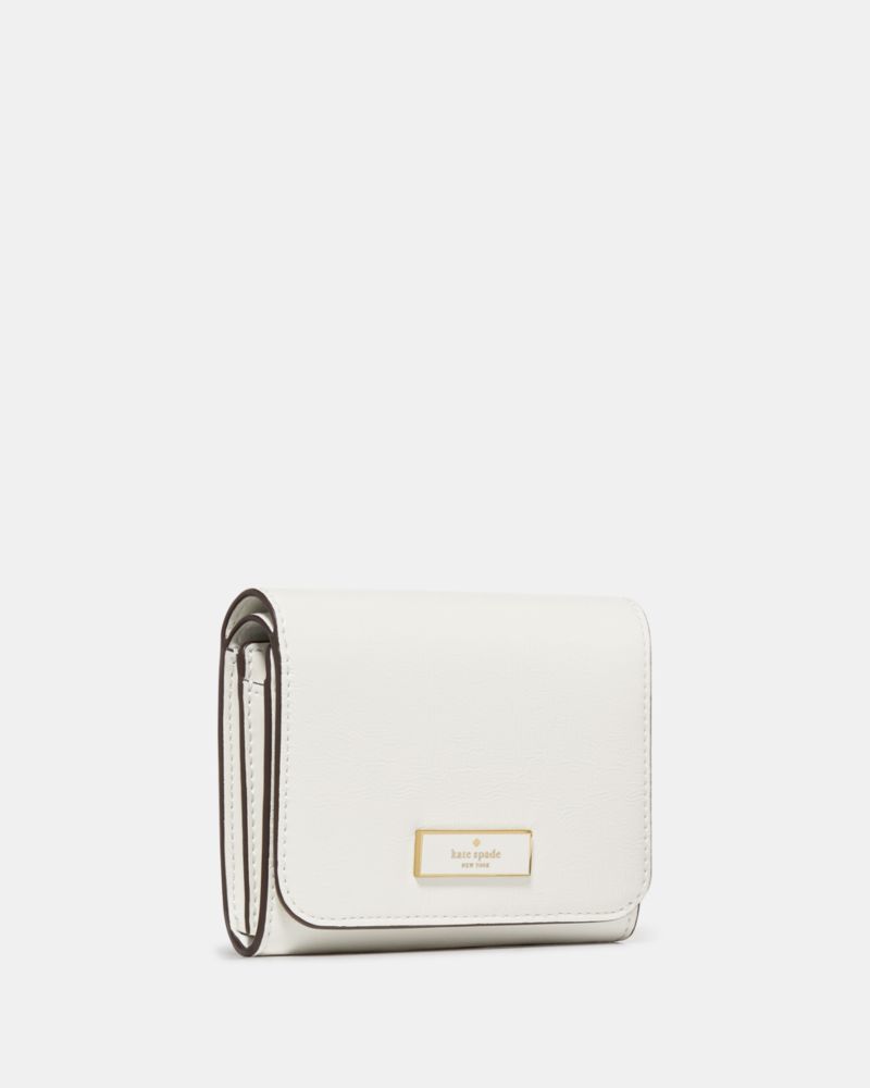 Kate Spade,Bridget Crinkle Patent Small L-zip Wallet,White