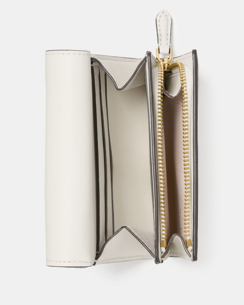 Kate Spade,Bridget Crinkle Patent Small L-zip Wallet,White