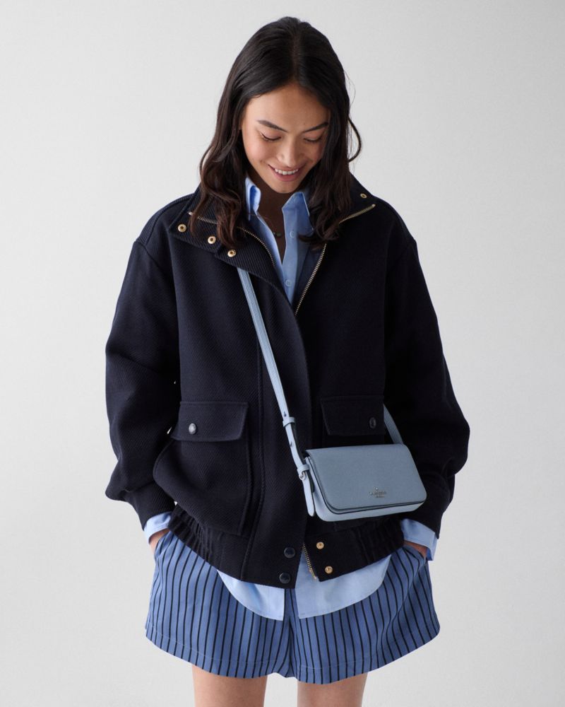 Kate Spade,Juliette Mini Crossbody Bag,Leather,Crossbody,Gold Metal,Casual,Blue