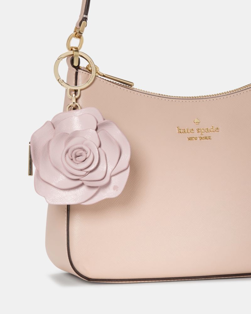 Kate Spade,Flora 3D Bag Charm,Leather,Bag Charm,3D Embellishment,Embossed,Floral Embellishment,Embellished,Foil,Logo,Compa...,Pink