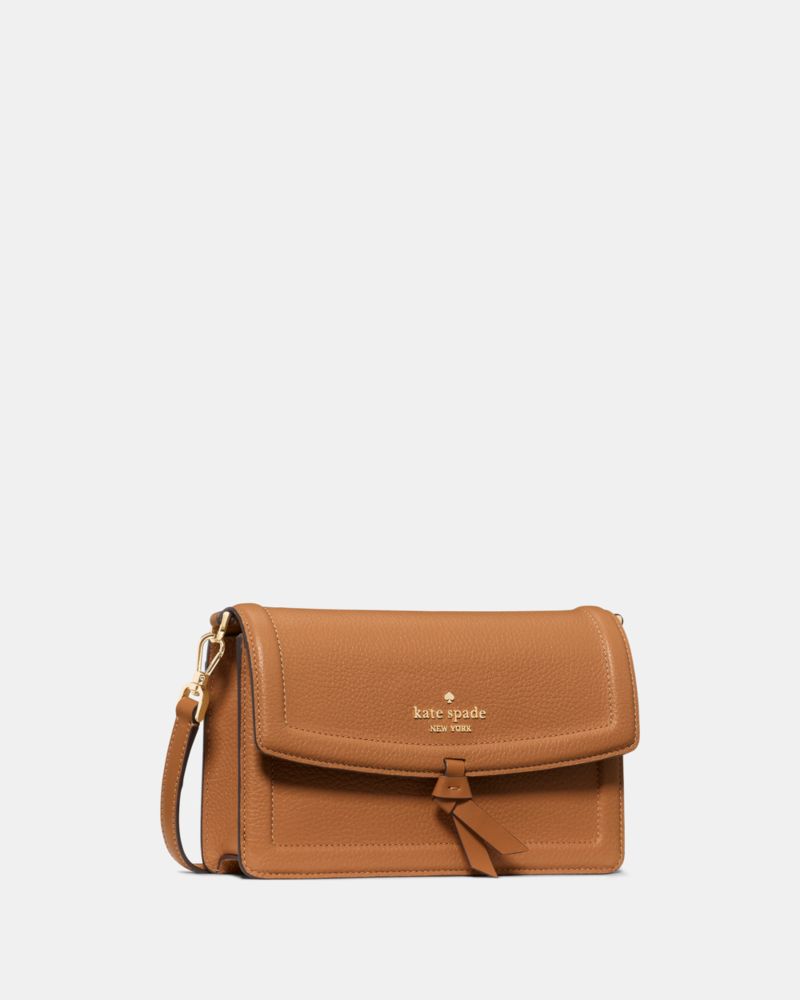 Kate Spade,Knott Mini Crossbody Bag,Leather,Crossbody,Logo,Knot,Lined,Compact,Gold Metal,Day Party,Brown