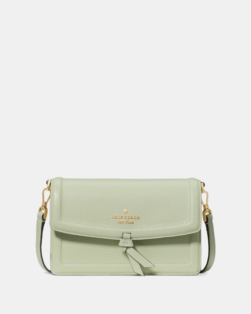 Kate Spade,Knott Mini Crossbody Bag,Leather,Crossbody,Logo,Knot,Lined,Compact,Gold Metal,Day Party,Green