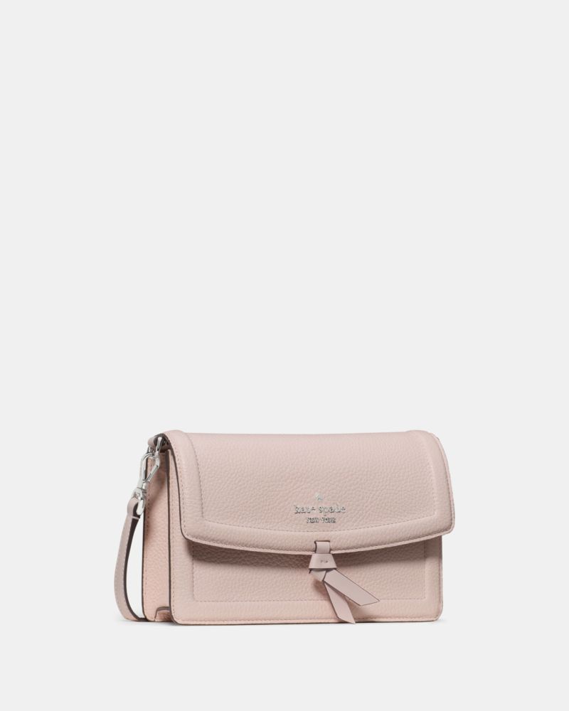 Kate Spade,Knott Mini Crossbody Bag,Leather,Crossbody,Logo,Knot,Lined,Compact,Gold Metal,Day Party,Pink