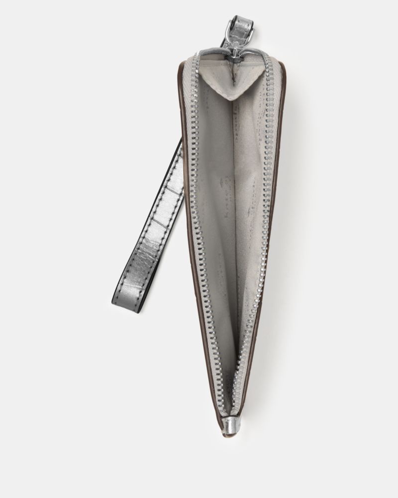 Kate Spade,Lucy Croc Embossed Small L-zip Card Holder Wristlet,Metallic