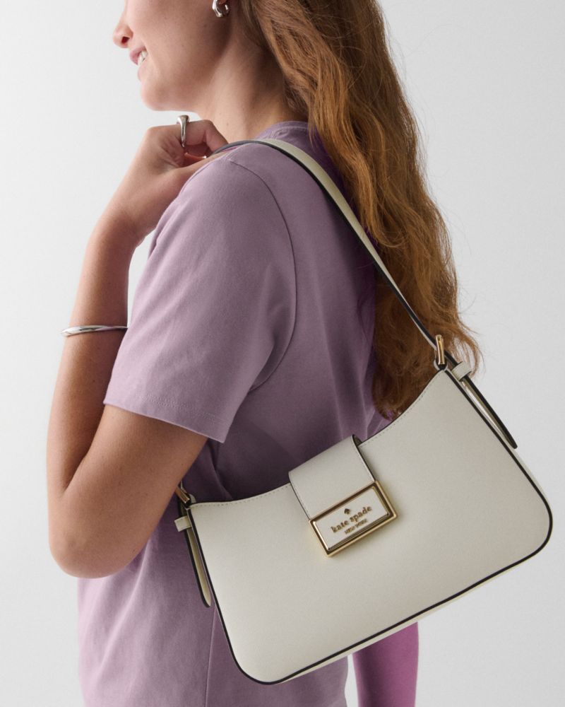 Kate Spade,Reegan Saffiano Pvc Small Shoulder Bag,White