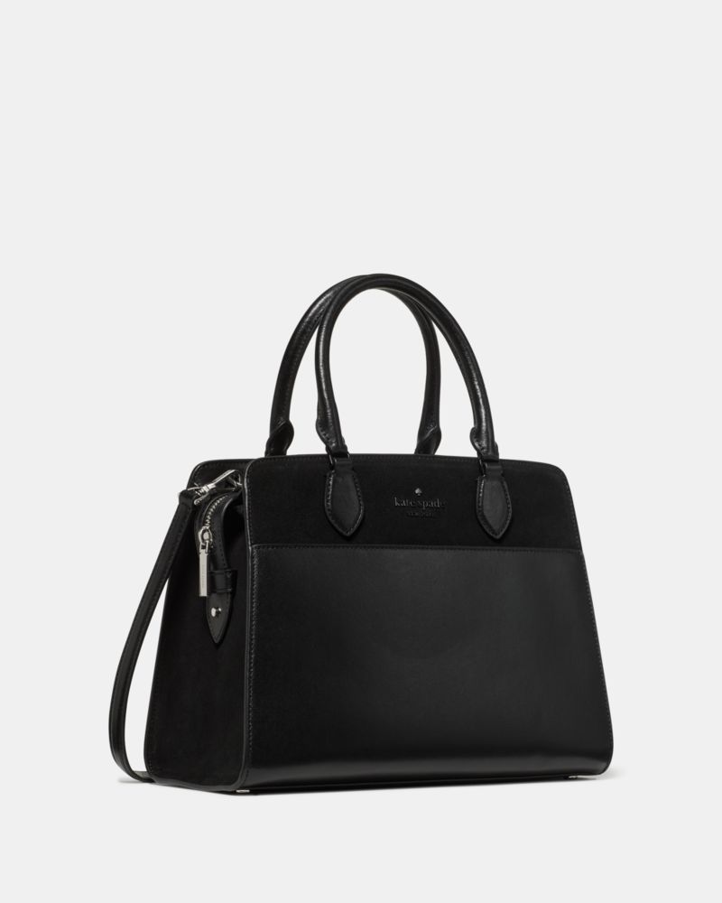 Kate Spade,Madison Suede Medium Satchel,Black