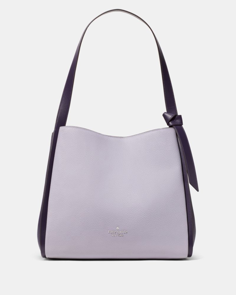 Kate Spade,Knott Large Carryall Bag,Leather,Lambskin,Carryall,Plastic,Knot,Piping,Lined,Gold Metal,Casual,