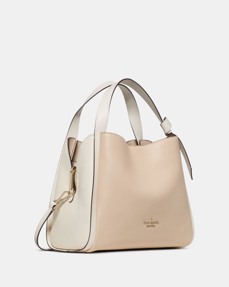 Kate Spade,Knott Colorblock Convertible Carryall,Mixed Media,Leather,Lining Leather,Lambskin,Synthetic,Bucket,Knot,Piping,...,Beige