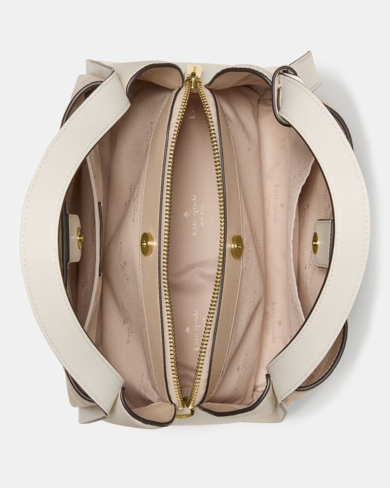 Kate Spade,Knott Colorblock Convertible Carryall,Mixed Media,Leather,Lining Leather,Lambskin,Synthetic,Bucket,Knot,Piping,...,Beige