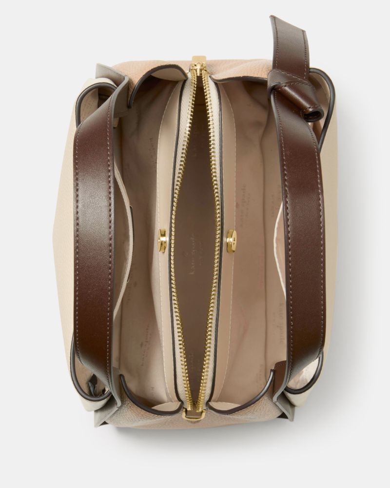 Kate Spade,Knott Colorblock Convertible Carryall,Leather,Lining Leather,Synthetic,Mixed Media,Lambskin,Bucket,Knot,Piping,...,Beige