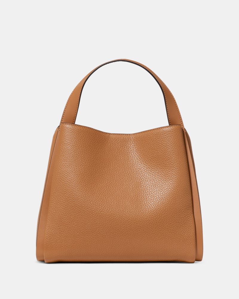 Kate Spade,Knott Carryall Bag,Leather,Lambskin,Mixed Media,Synthetic,Lining Lambskin,Bucket,Knot,Lined,Adjustable,Gold Met...,Brown