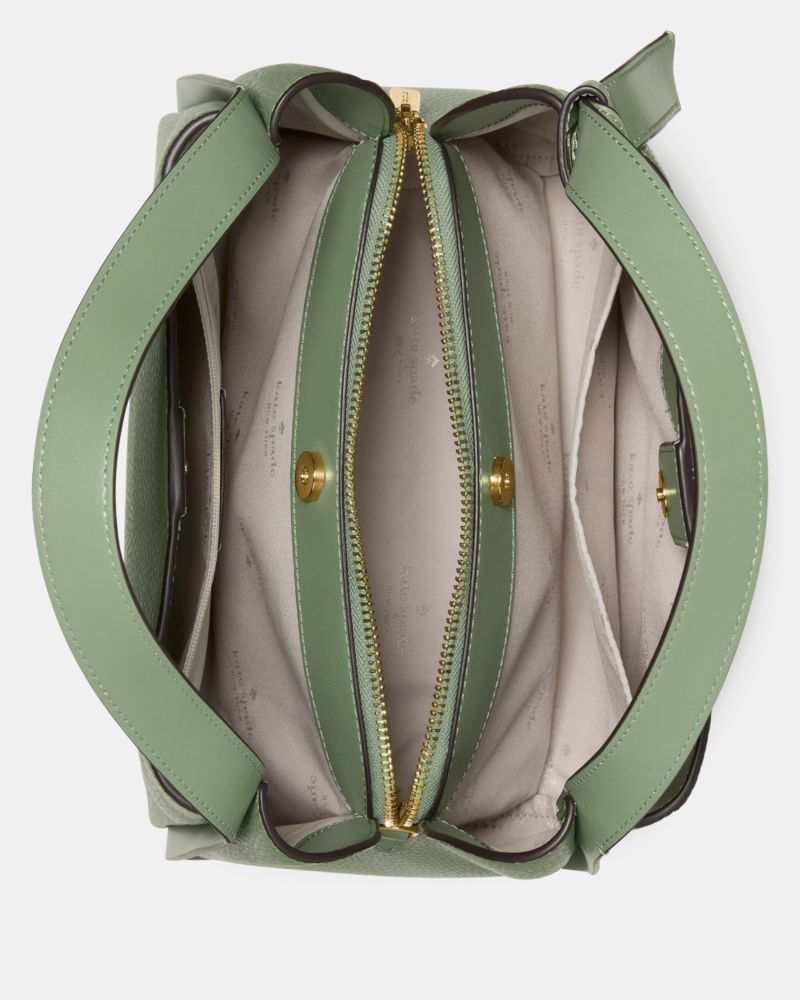 Kate Spade,Knott Carryall Bag,Leather,Lambskin,Mixed Media,Synthetic,Lining Lambskin,Bucket,Knot,Lined,Adjustable,Gold Met...,Olive