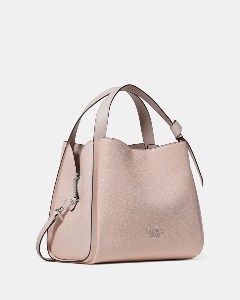 Kate Spade,Knott Carryall Bag,Leather,Lambskin,Mixed Media,Synthetic,Lining Lambskin,Bucket,Knot,Lined,Adjustable,Gold Met...,Pink