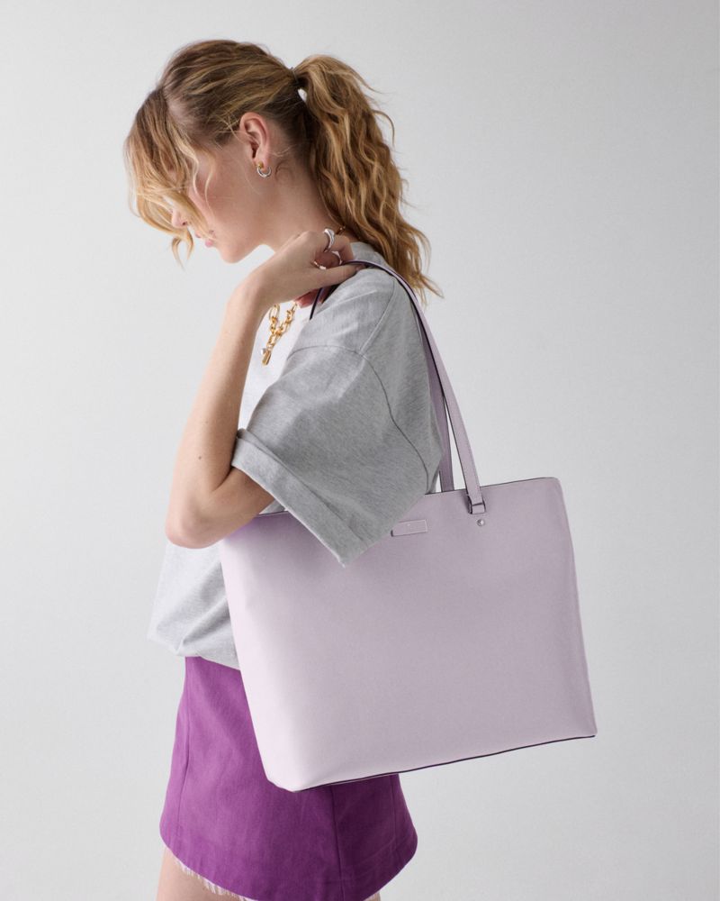 Kate Spade,Bridget Crinkle Patent Large Tote,Tote,Gold Metal,Work,Lavender