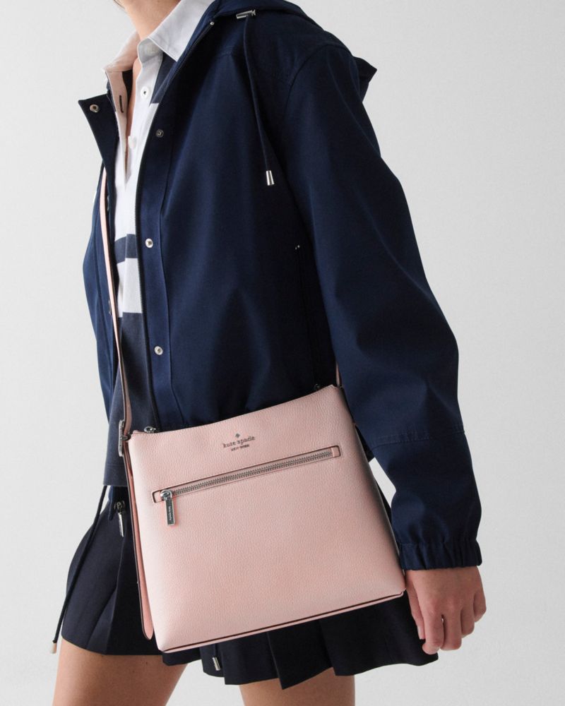 Kate Spade,454 Large Swingpack Buckle Crossbody,Sheepskin,Lambskin,Leather,Crossbody,Piping,Gold Metal,Casual,Pink