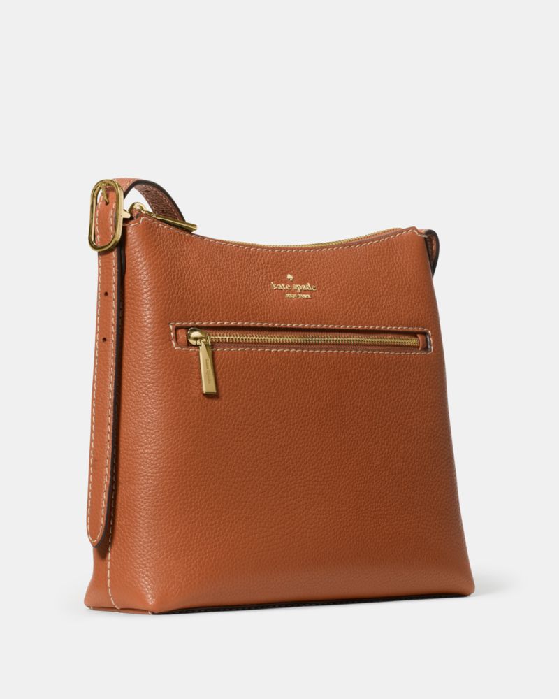 Kate Spade,454 Large Swingpack Buckle Crossbody,Lambskin,Leather,Crossbody,Adjustable,Gold Metal,Casual,Brown