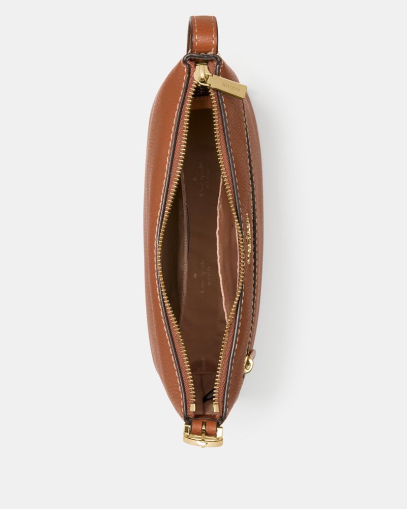 Kate Spade,454 Large Swingpack Buckle Crossbody,Lambskin,Leather,Crossbody,Adjustable,Gold Metal,Casual,Brown