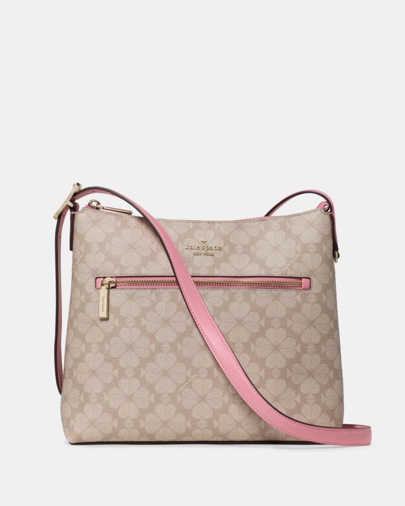 Kate Spade,454 Spade Flower Swingpack Crossbody Bag,Polyurethane,Lambskin,Sheepskin,Crossbody,PVC,Plastic,Logo,Lined,Adjus...,Beige