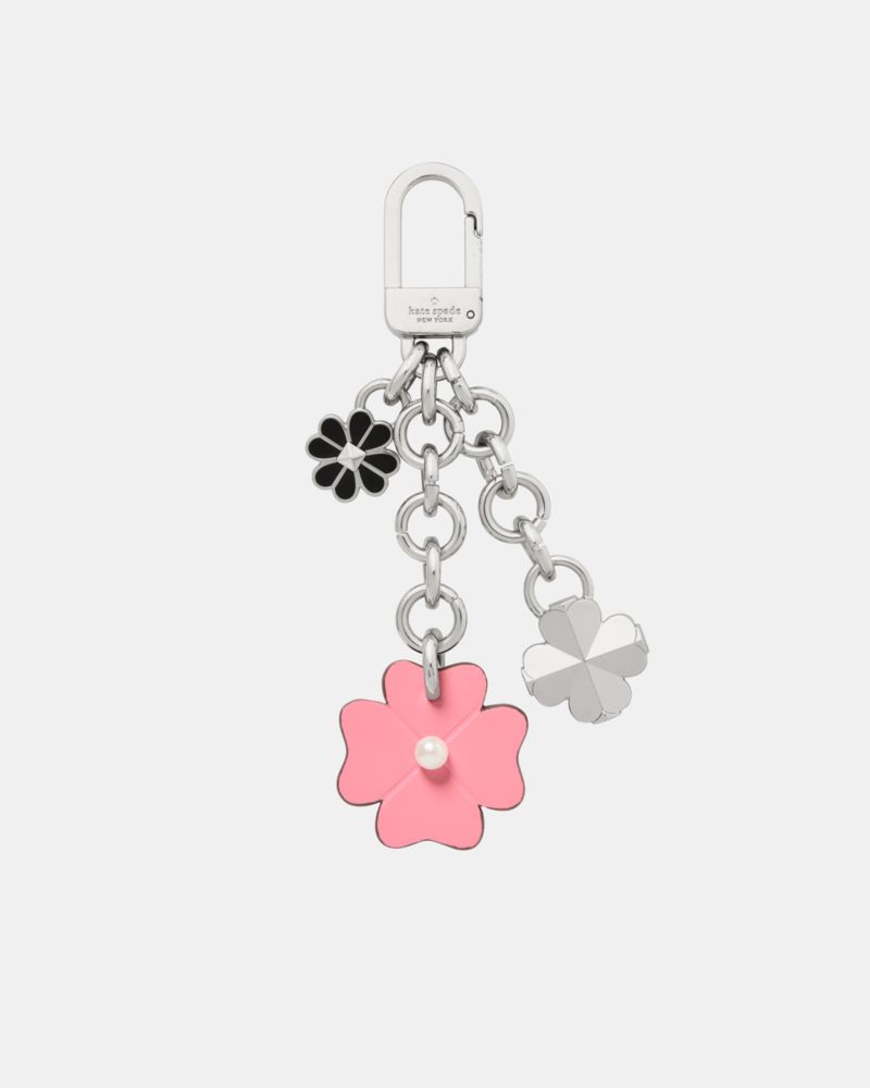 Kate Spade,Flower Dangle Bag Charm,Bag Charm,Metal Material,Metal,Chain Detail,Logo,Gusset,Key Ring,Gold Metal,