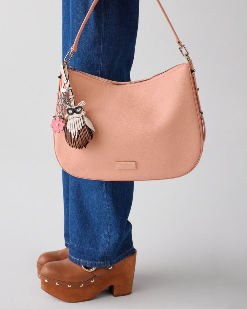 Kate Spade,Flower Dangle Bag Charm,Bag Charm,Metal Material,Metal,Chain Detail,Logo,Gusset,Key Ring,Gold Metal,Multi Color