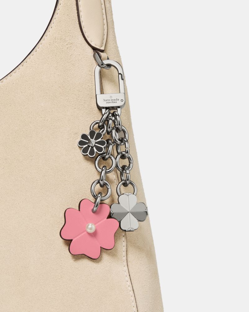 Kate Spade,Flower Dangle Bag Charm,Bag Charm,Metal Material,Metal,Chain Detail,Logo,Gusset,Key Ring,Gold Metal,