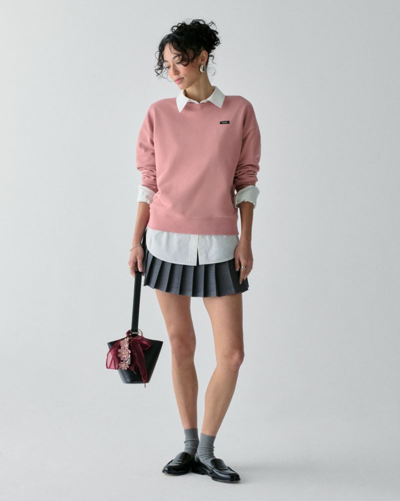 Kate Spade,Essential Logo Sweatshirt,Cotton,Knit,Cotton Knit,Sweatshirt,Casual,Pink