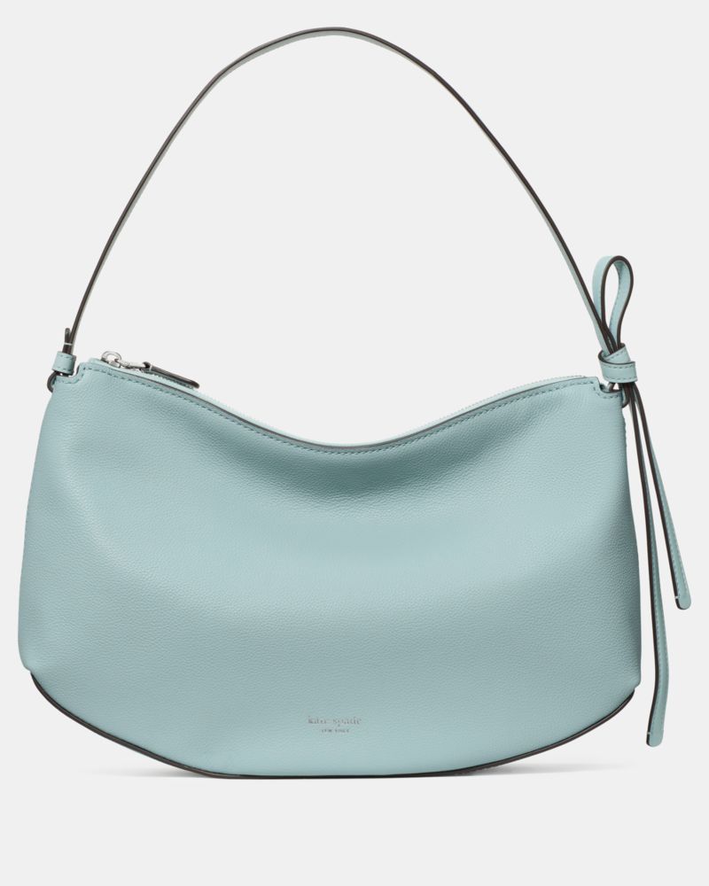 Kate Spade,Loop Large Shoulder Bag,Leather,Hobo,Logo,Knot,Word Embellishment,Gold Metal,Casual,