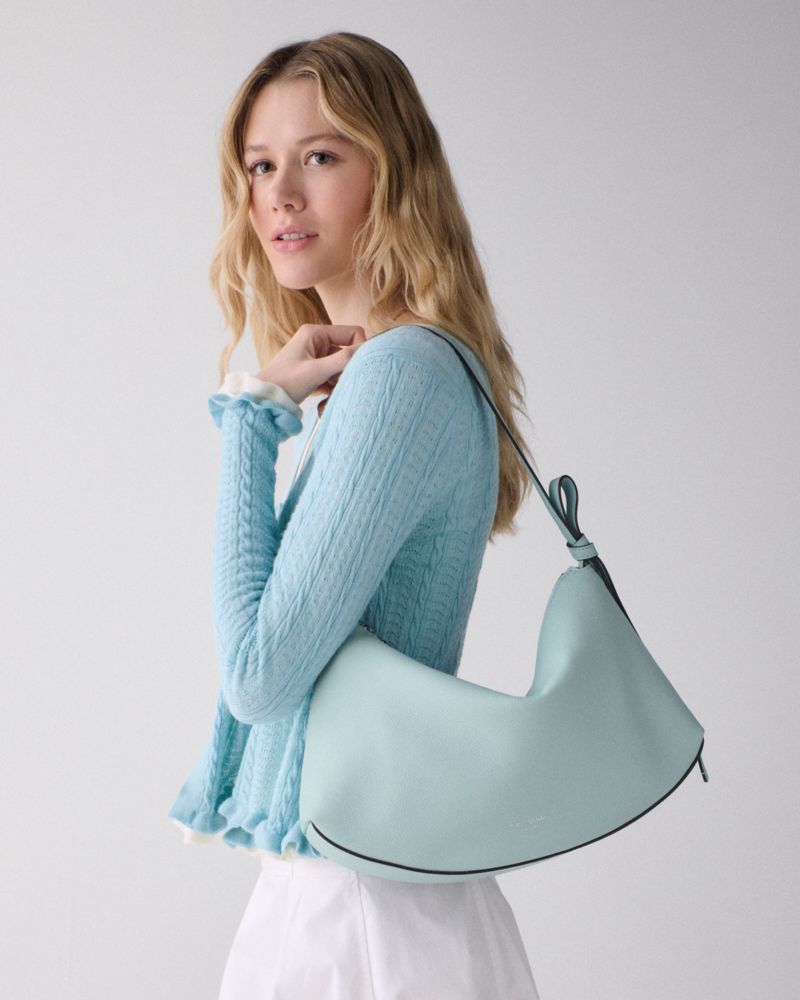 Kate Spade,Loop Large Shoulder Bag,Leather,Hobo,Knot, Word Embellishment, Logo,Water Repellent,Gold Metal,Casual, Date Nig...,