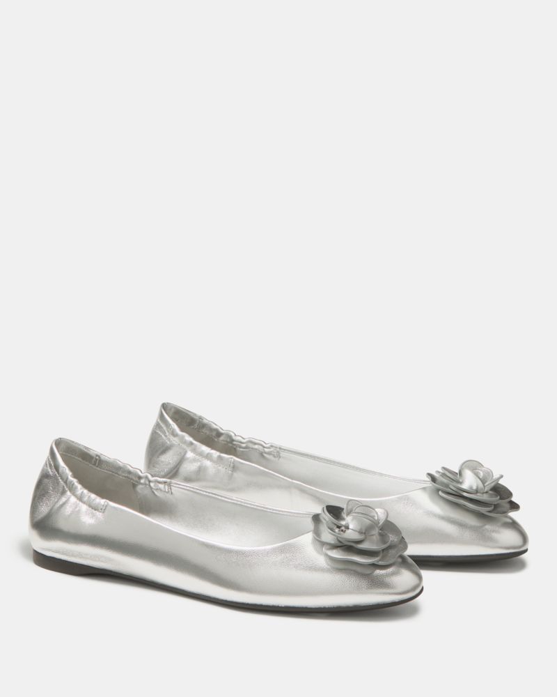 Kate Spade,Flora Ballet Flat,Silver