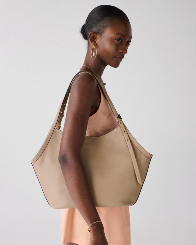 Kate Spade,Deco Tulip Tote Bag,Leather,Tote,Logo,Adjustable,Casual,