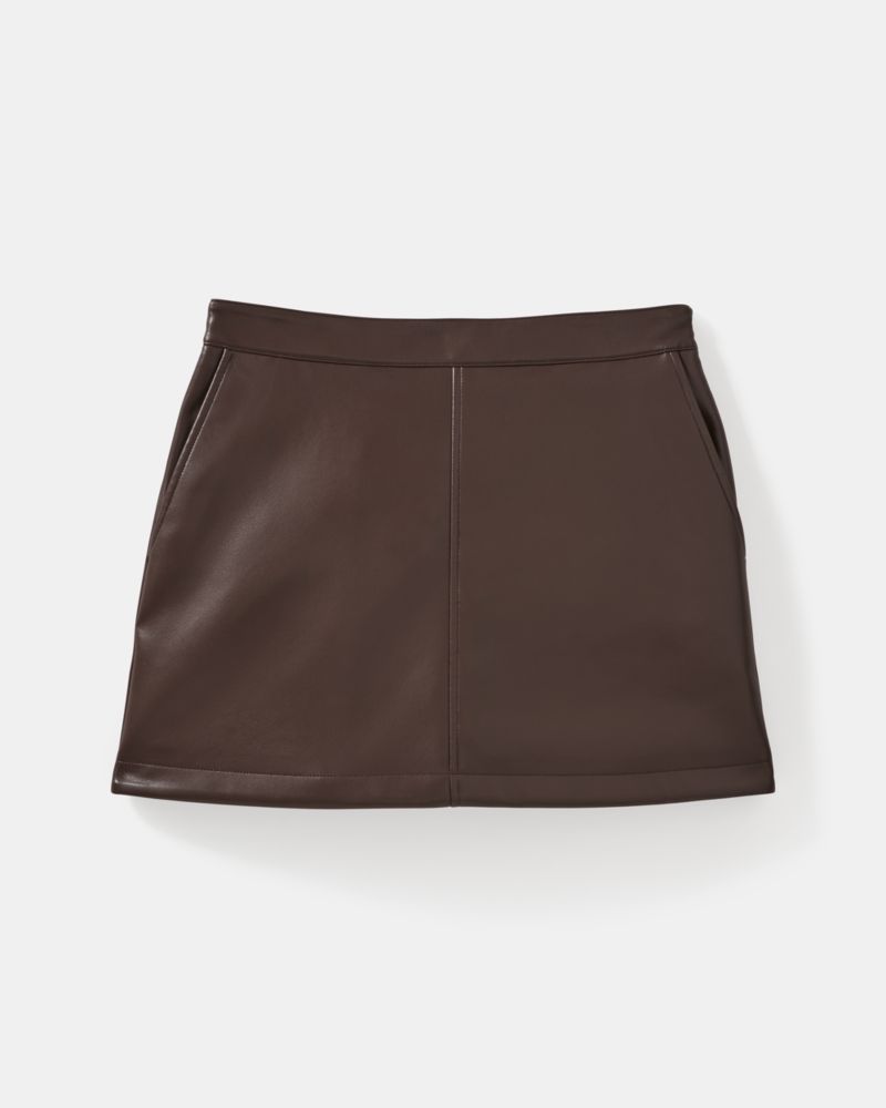 Kate Spade,Faux Nappa Mini Skirt,Faux Leather,Polyester,A-Line,Lined,Day Party,