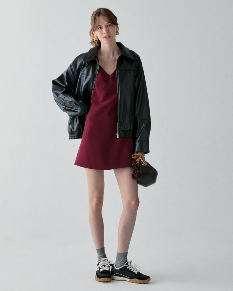 Kate Spade,V-neck Mini Dress,Maroon