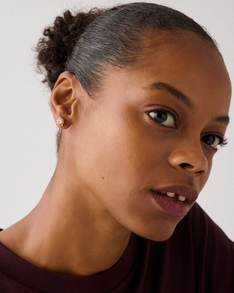 Kate Spade,Something Sparkly Spade Studs,Pink