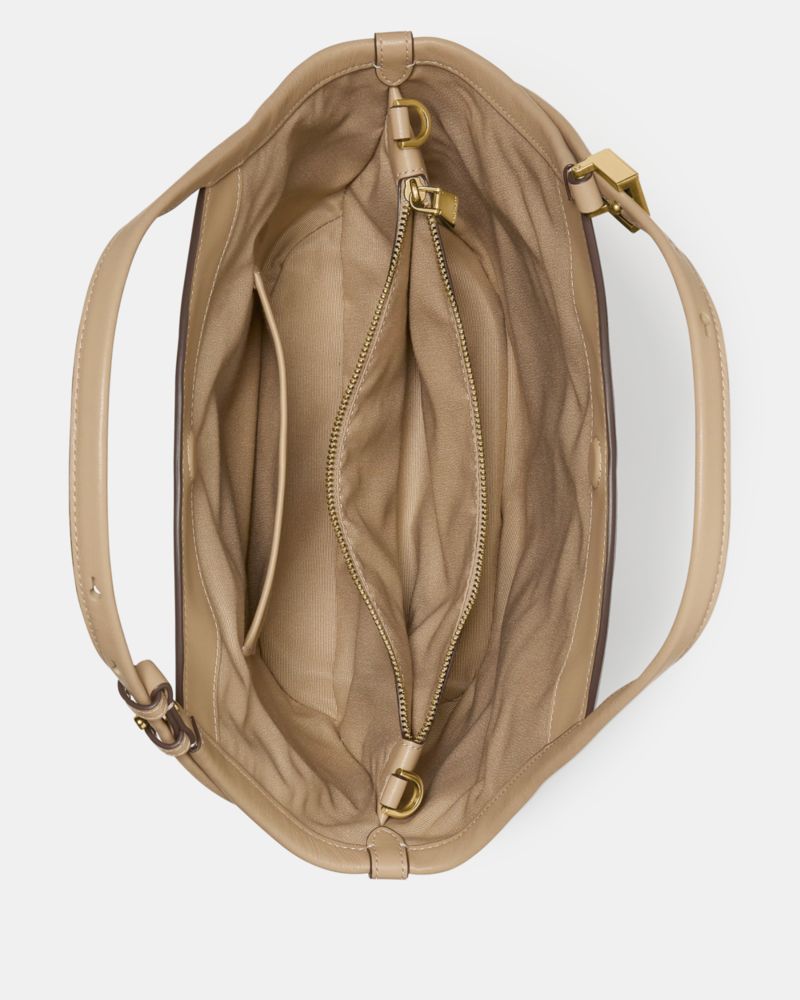 Kate Spade,Deco Small Tulip Tote Bag,Leather,Shoulder Bag,Logo,Metal,Adjustable,Lined,Compact,Gold Metal,Casual,