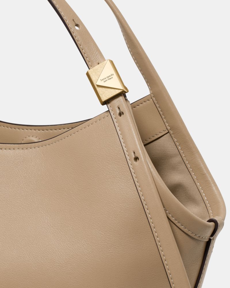 Kate Spade,Deco Small Tulip Tote Bag,Leather,Shoulder Bag,Logo,Metal,Adjustable,Lined,Compact,Gold Metal,Casual,