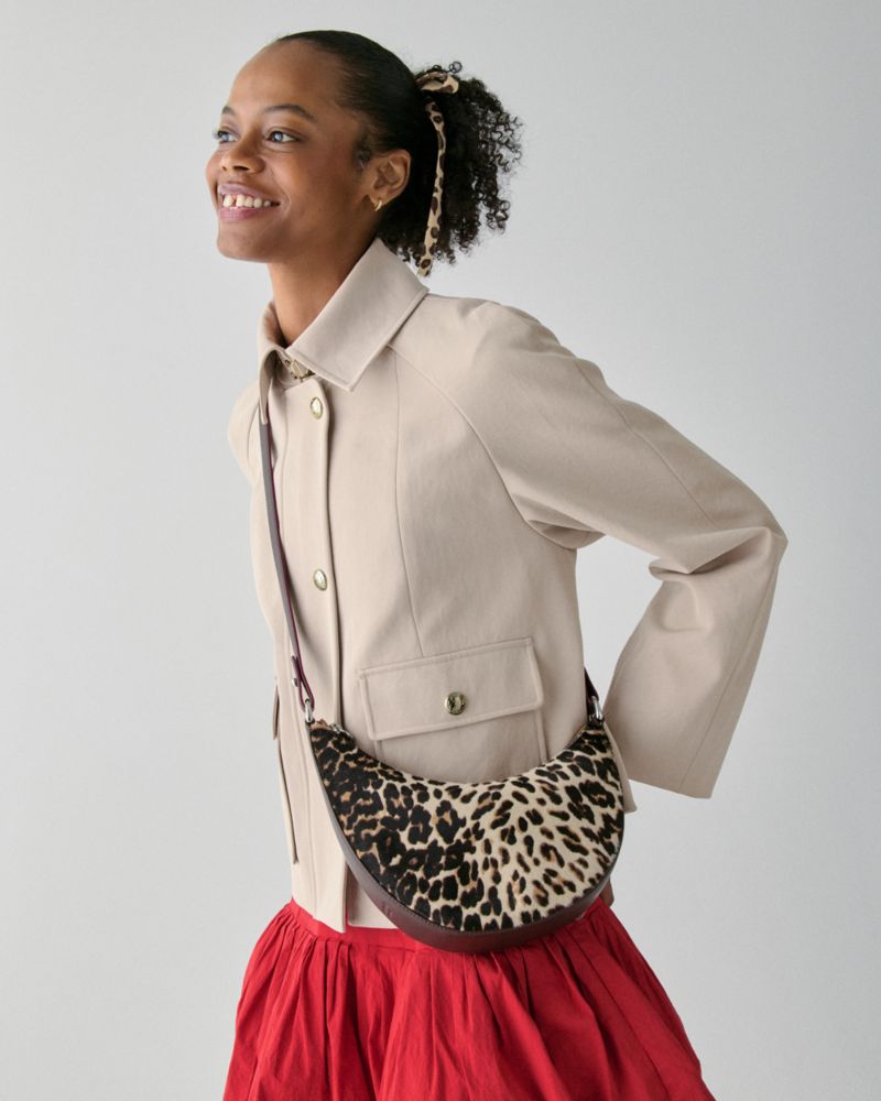 Kate Spade,Duo Leopard Haircalf Crossbody Bag,Calf Hair,Leather,Hobo,Embossed,Logo,Adjustable,3 in 1,Lined,2 in 1,Silver M...,Multi Color