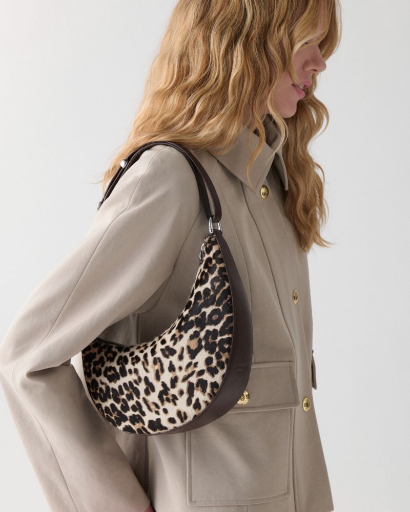 Kate Spade,Duo Leopard Haircalf Crossbody Bag,Calf Hair,Leather,Hobo,Embossed,Logo,Adjustable,3 in 1,Lined,2 in 1,Silver M...,Multi Color