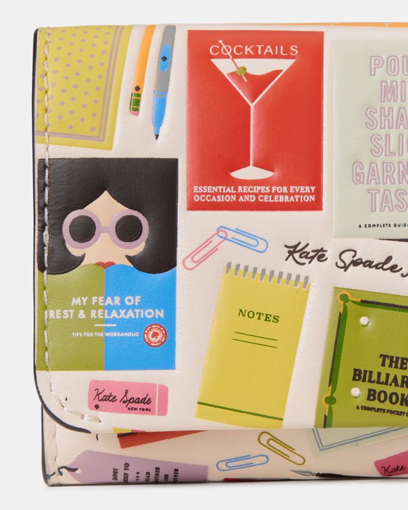 Kate Spade,Page Turner Card Case Trifold Wallet,Multi Color