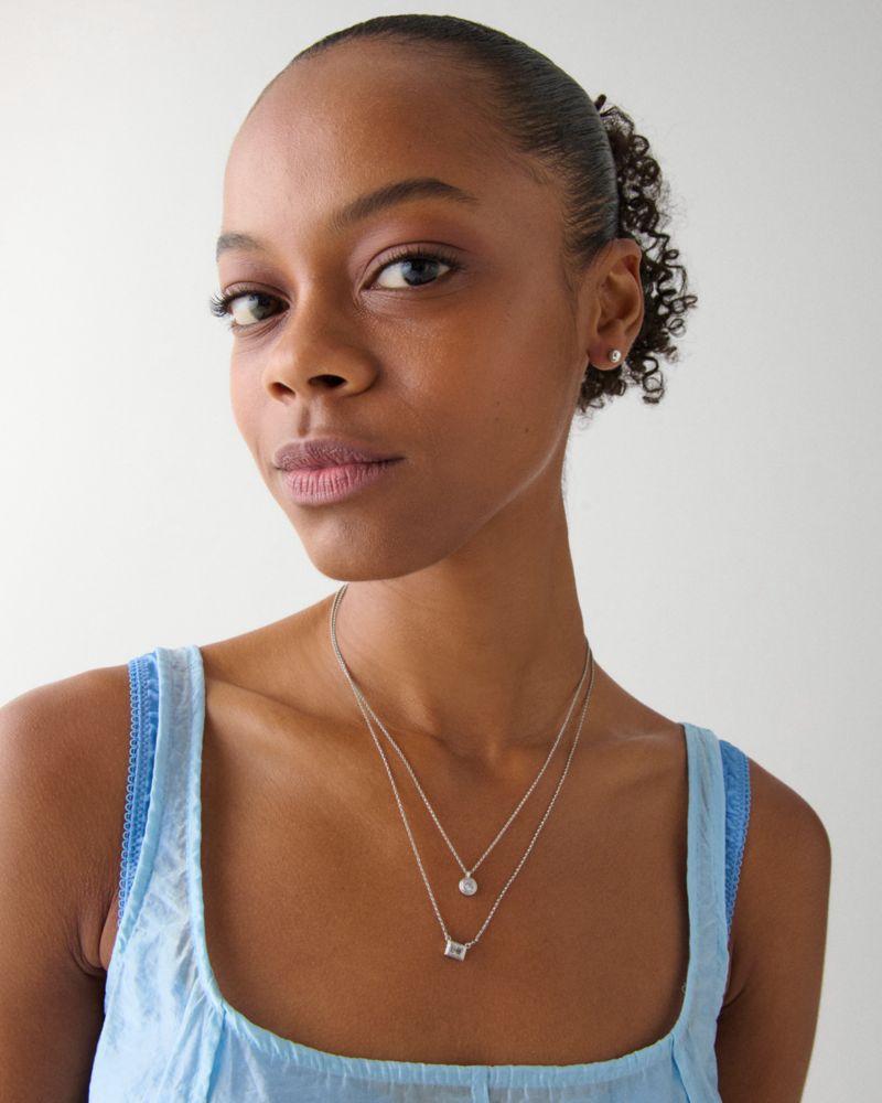 Kate Spade,Elegant Edge Double Necklace Set,Clear