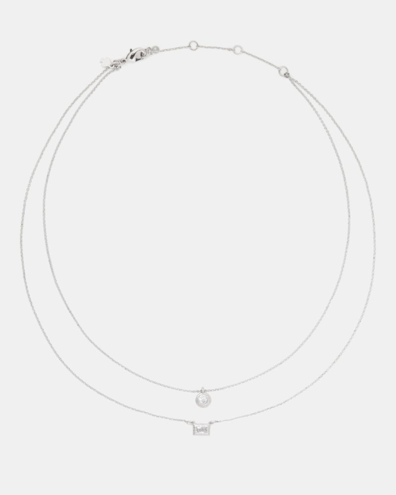 Kate Spade,Elegant Edge Double Necklace Set,Clear