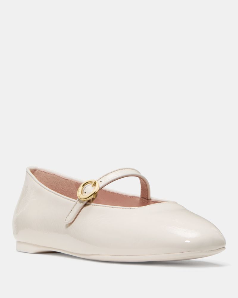 Kate Spade,Halo Mary Jane Flat,Leather,Flats,Day Party,Cream