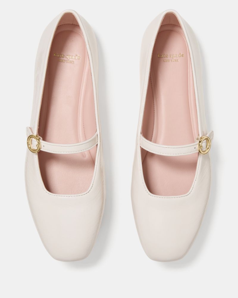 Kate Spade,Halo Mary Jane Flat,Leather,Flats,Day Party,Cream