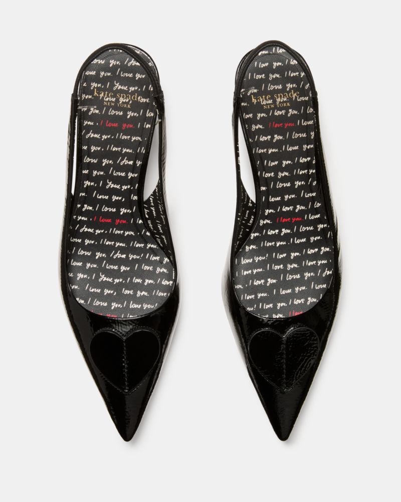 Kate Spade,Lover Slingback Kitten Heel,Pumps,Fabric,Applique,Elastic Gore,Day Party,Black