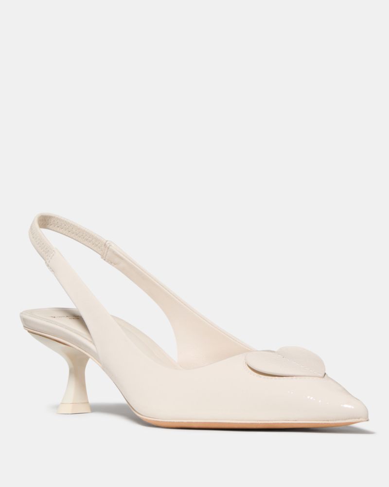 Kate Spade,Lover Slingback Kitten Heel,Pumps,Fabric,Applique,Elastic Gore,Day Party,Cream