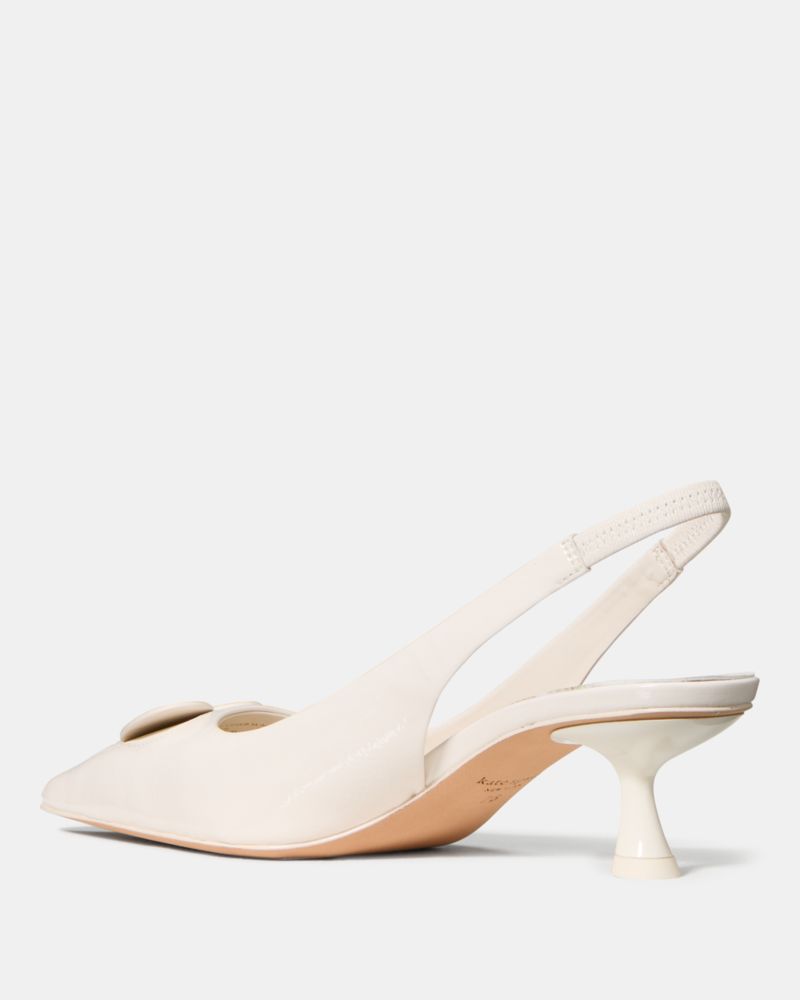 Kate Spade,Lover Slingback Kitten Heel,Pumps,Fabric,Applique,Elastic Gore,Day Party,Cream