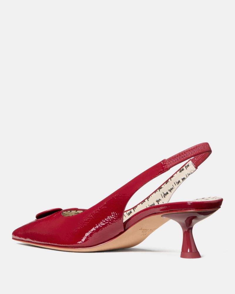 Kate Spade,Lover Slingback Kitten Heel,Pumps,Fabric,Applique,Elastic Gore,Day Party,Maroon